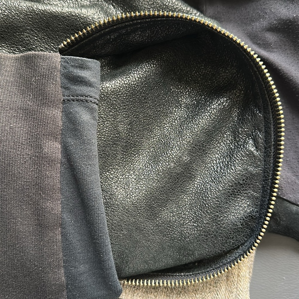 Helmet Lang Leather Combo Asymmetrical Drape Front Black Jacket S - Picture 15 of 15